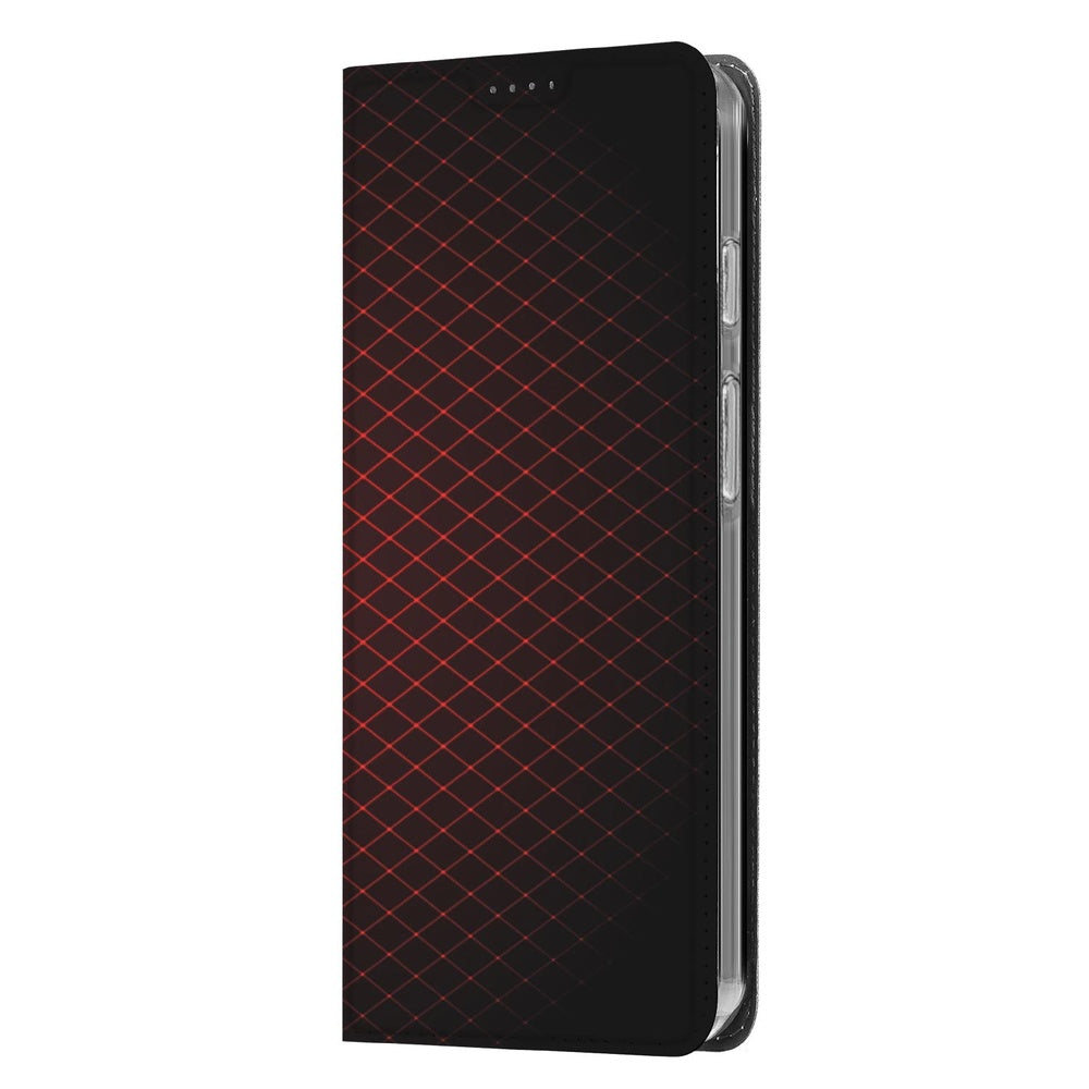 Google Pixel 10 Pro Book Cover Geruit Rood hoesje zwart rood design aanzicht
