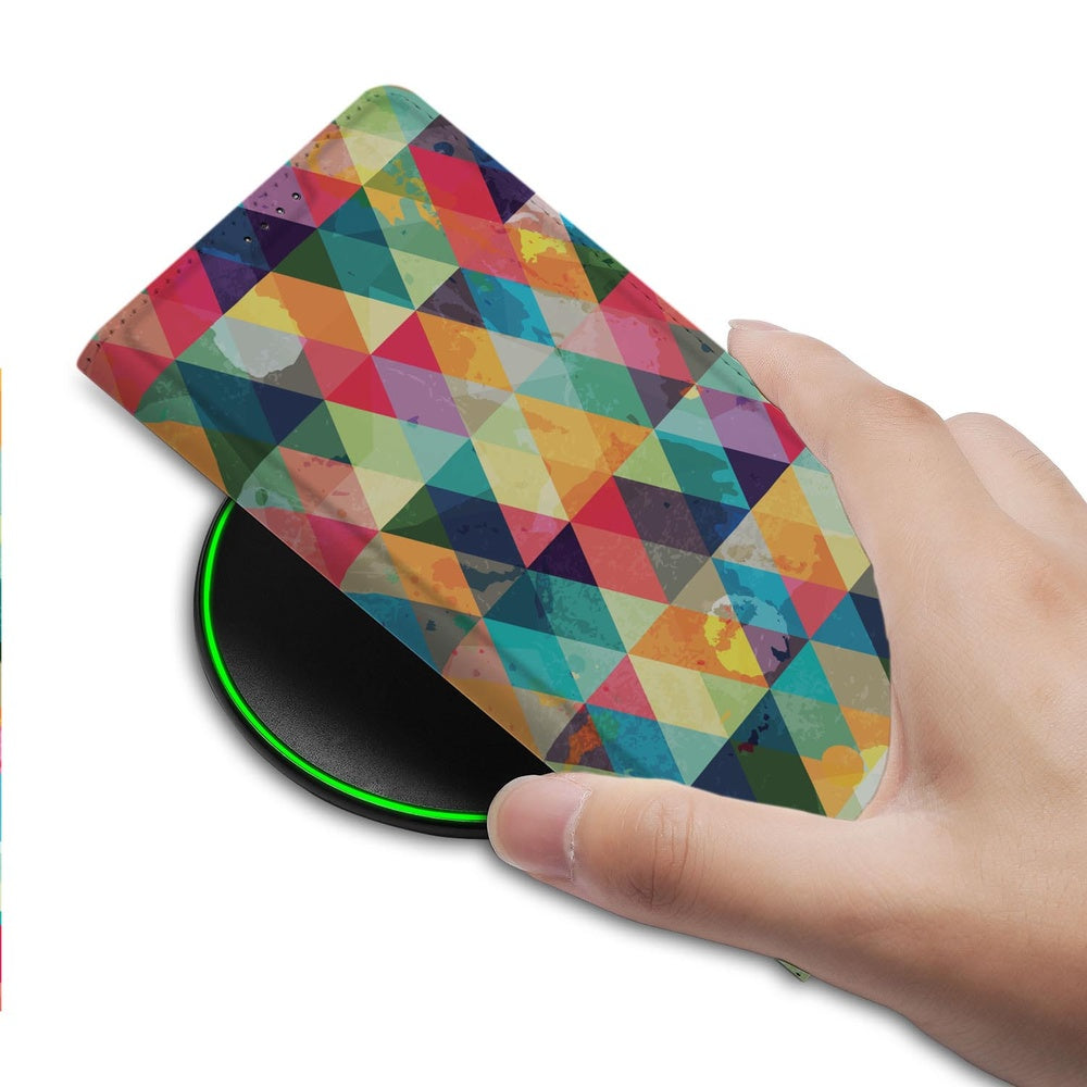Google Pixel 10 Pixel 10 Pro Geruit Book Case kleurrijk ruitjespatroon hand aanzicht
