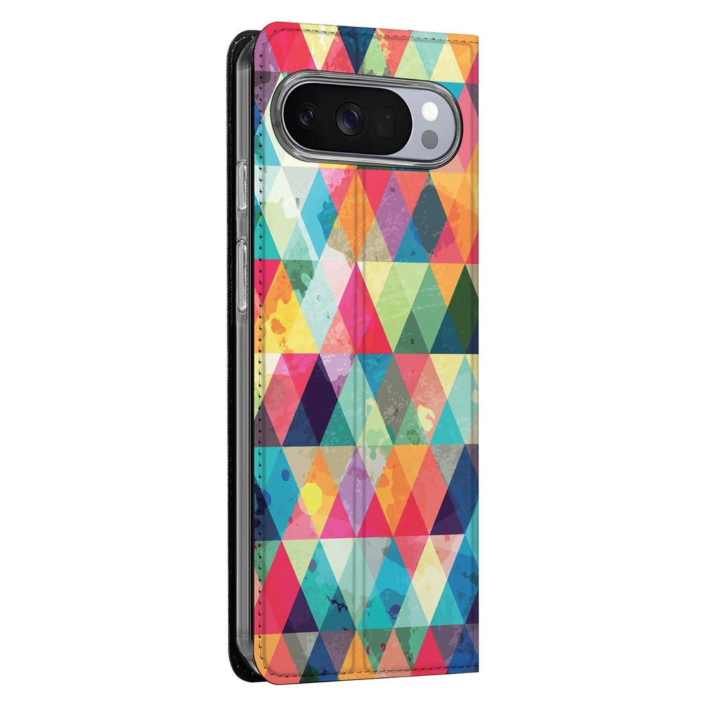 Google Pixel 10 Pixel 10 Pro Geruit Book Case kleurrijk ruitjespatroon zijaanzicht