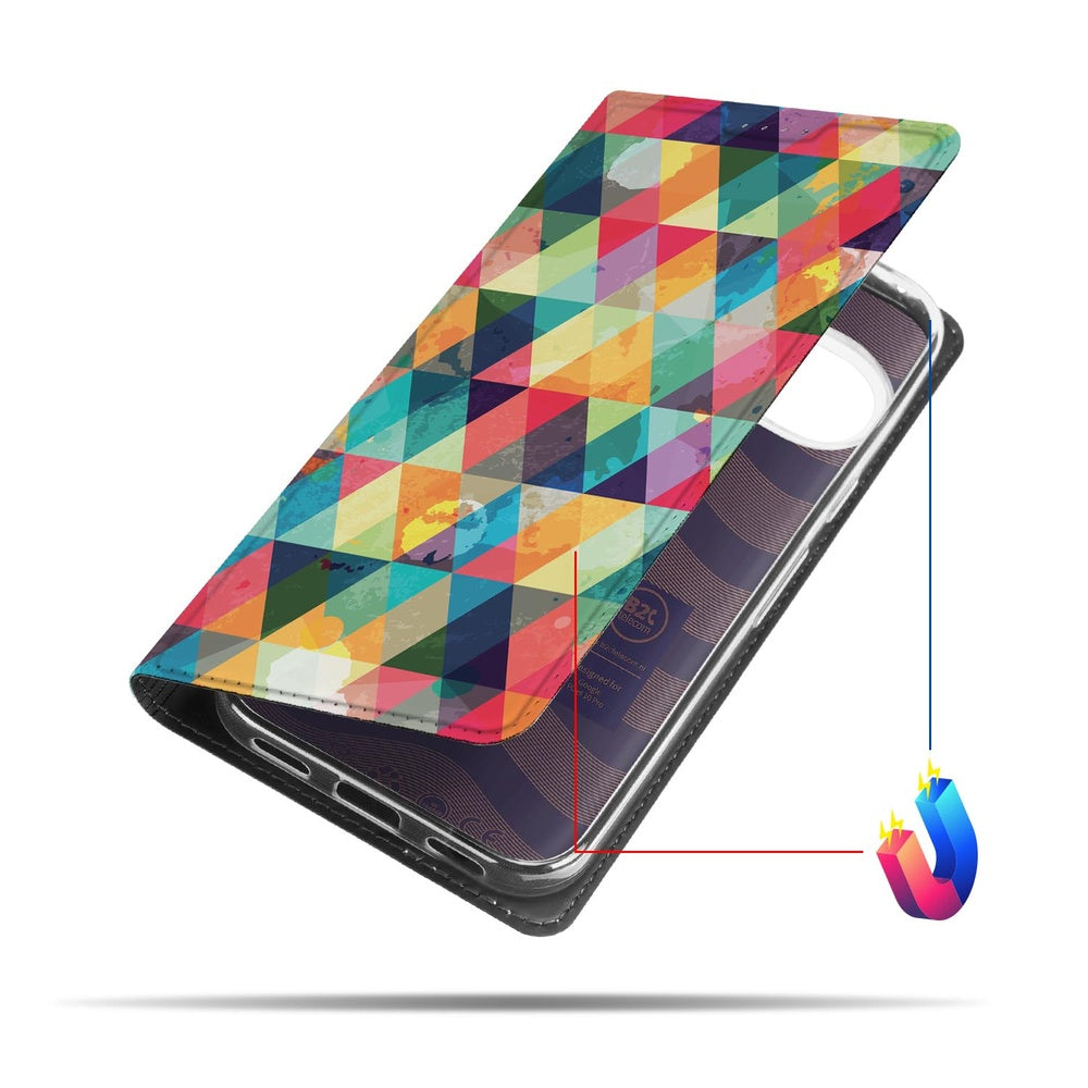 Google Pixel 10 | Pixel 10 Pro Geruit Book Case kleurig geometrisch design open