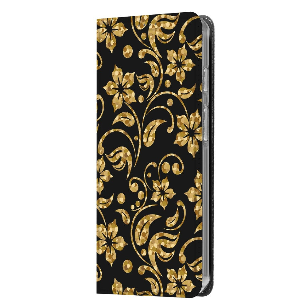Google Pixel 10 Pro Bookcase Gouden Bloemen zijkant