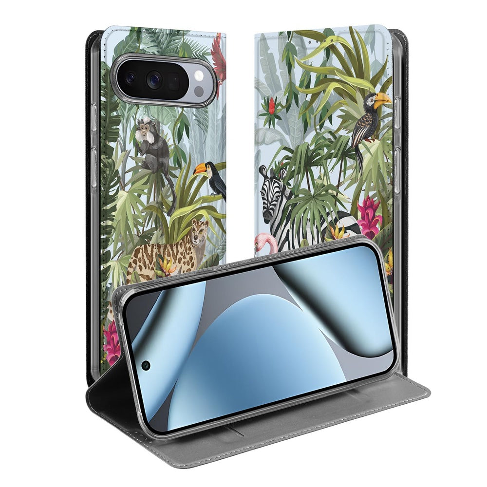 Google Pixel 10 Pixel 10 Pro Jungle Book Wallet Case voorkant achterzijde design jungle