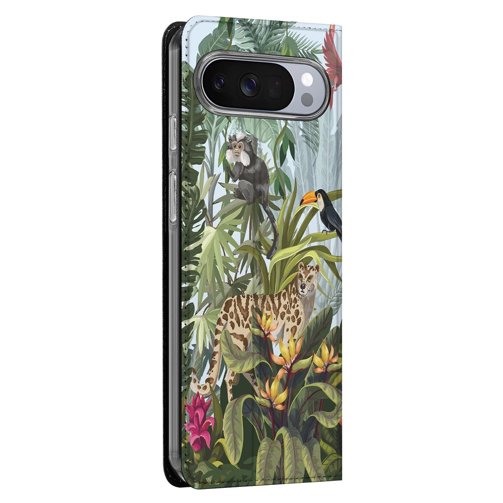Google Pixel 10 | Pixel 10 Pro Jungle Book Wallet Case jungle print design zij-aanzicht