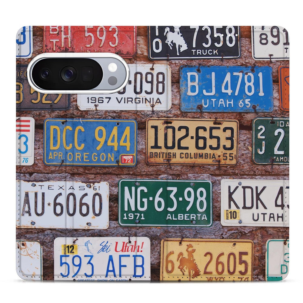 Google Pixel 10 Pro Book Wallet Case Kentekenplaten design aanzicht