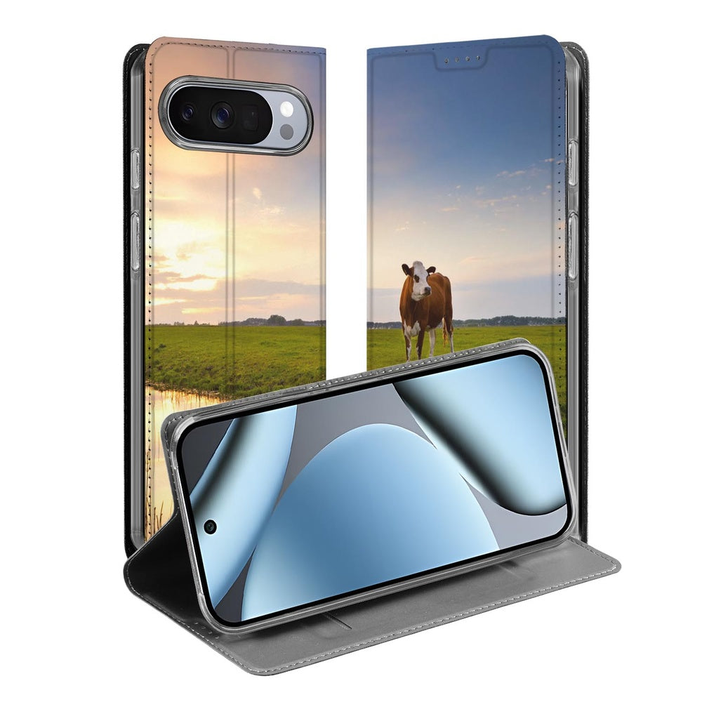 Google Pixel 10 | Pixel 10 Pro Koe Book Case koeien zonsondergang uitgestrekt veld aanzicht