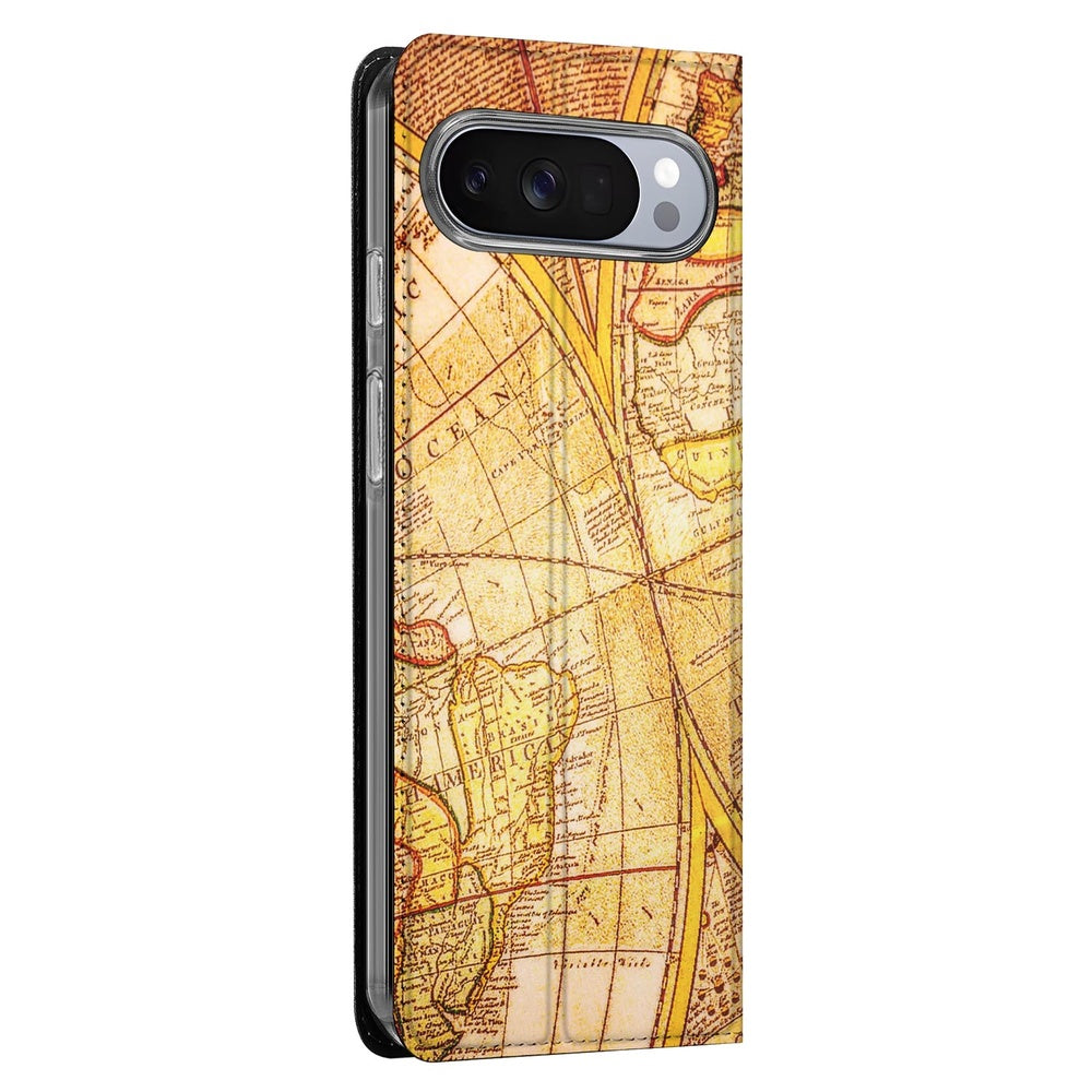 Google Pixel 10 Pixel 10 Pro Kompas Book Cover wereldkaart design zijkant