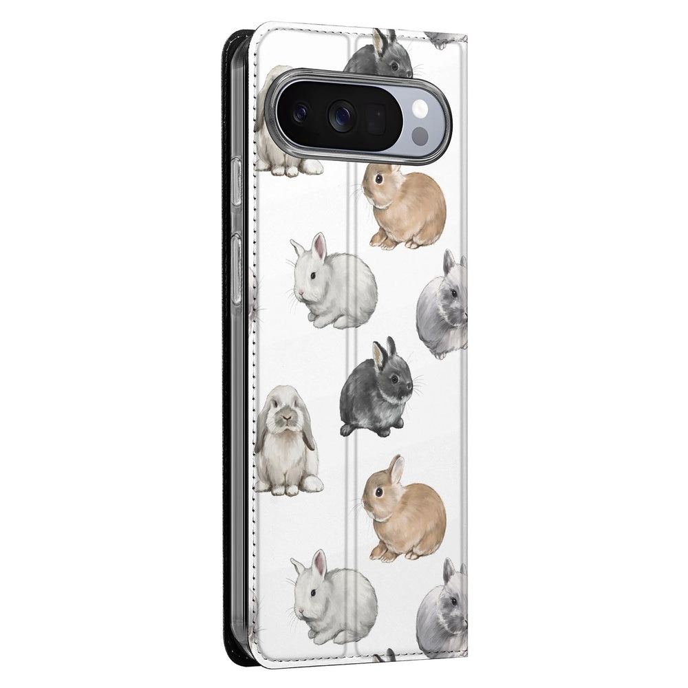 Bookcase Google Pixel 10 | Pixel 10 Pro Konijntjes case design konijnen zijaanzicht
