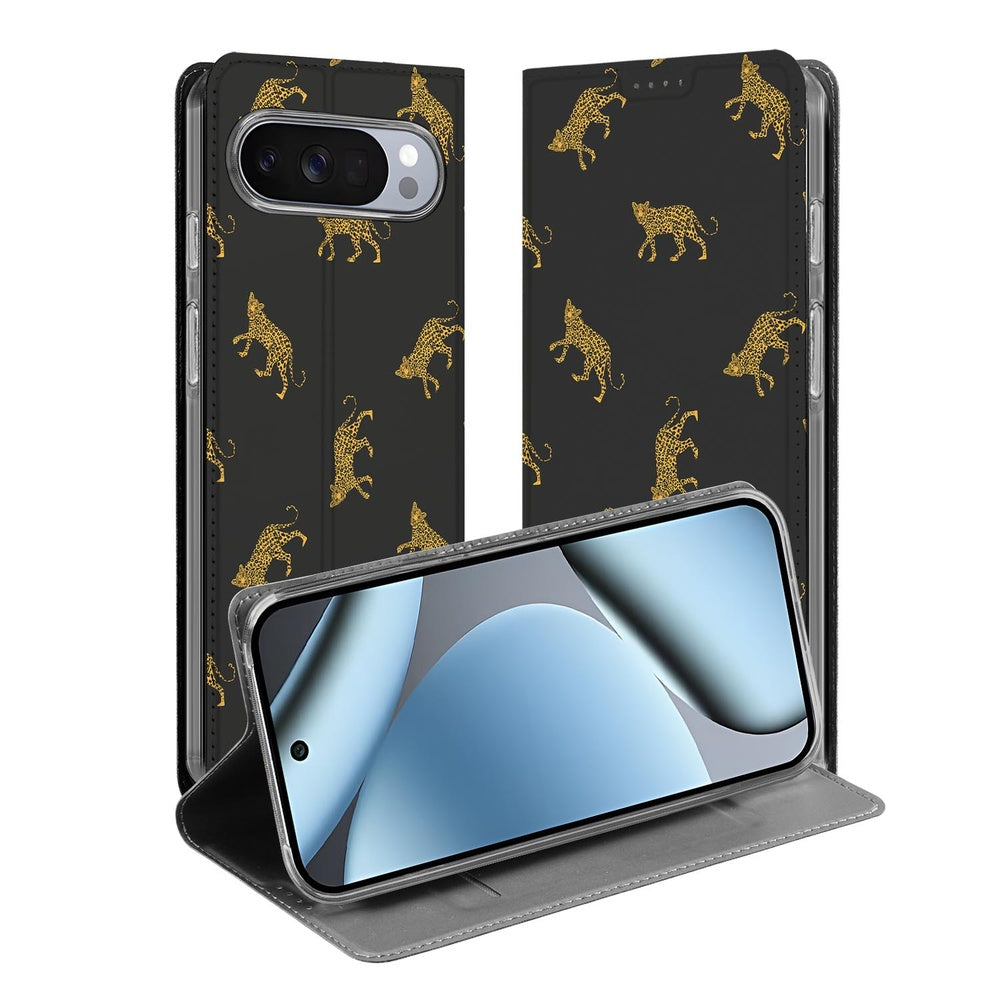 Book Wallet Case Google Pixel 10 | Pixel 10 Pro Leopards lederenhoes leopardenprint open aanzicht
