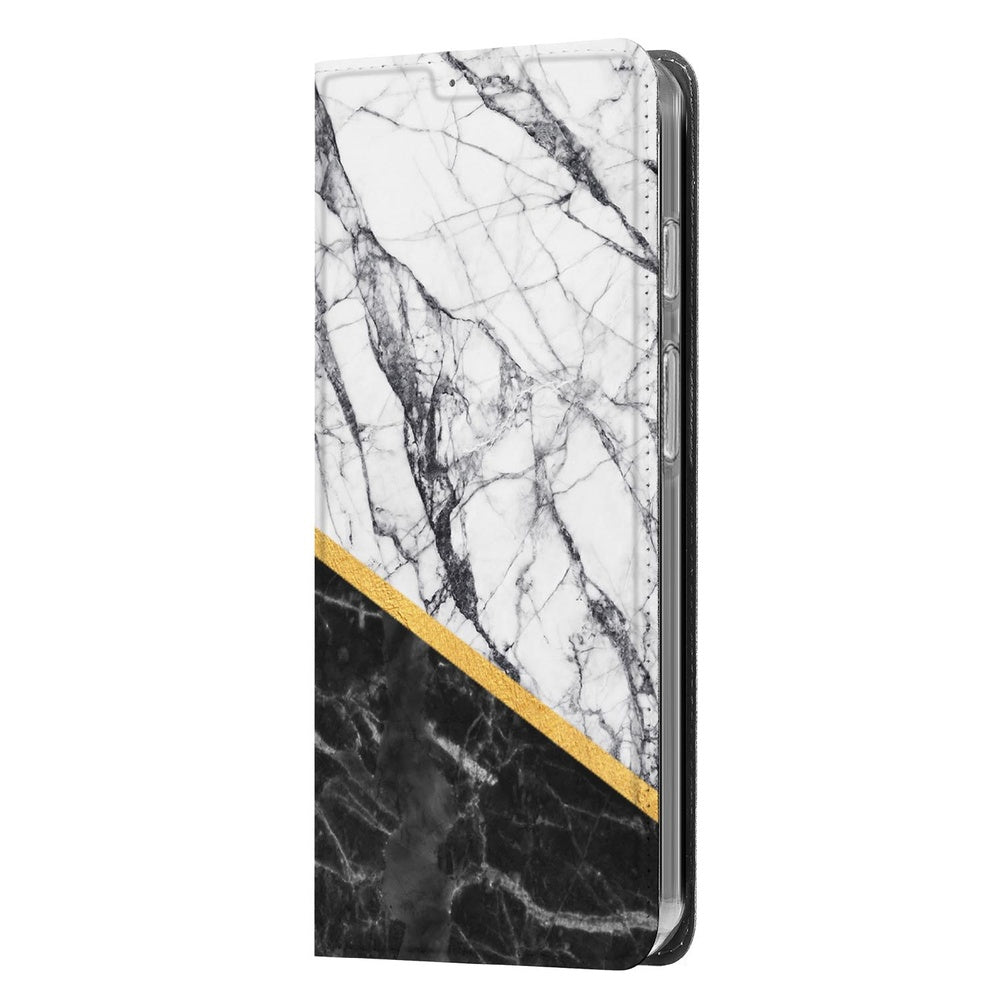 Google Pixel 10 Pro Book Case Marble White Black marmeren zwart wit design voorkant