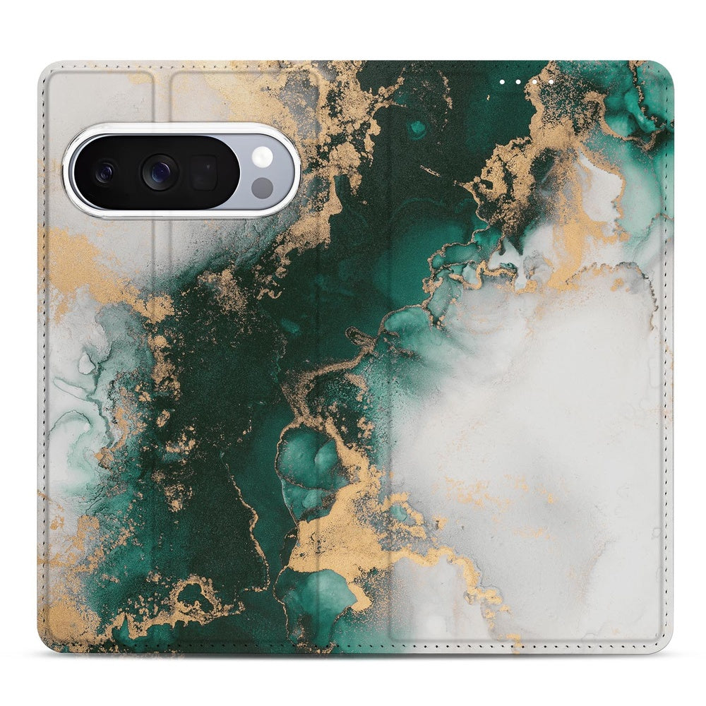 Google Pixel 10 Pixel 10 Pro Book Cover Marmer Groen design marmerpatroon aanzicht