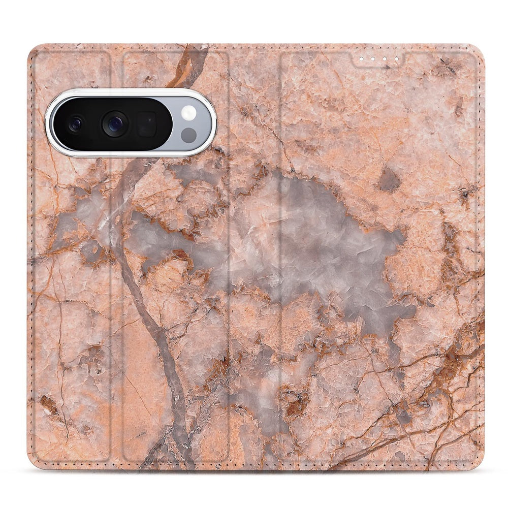 Google Pixel 10 | Pixel 10 Pro Book Cover Marmer Oranje voorkant