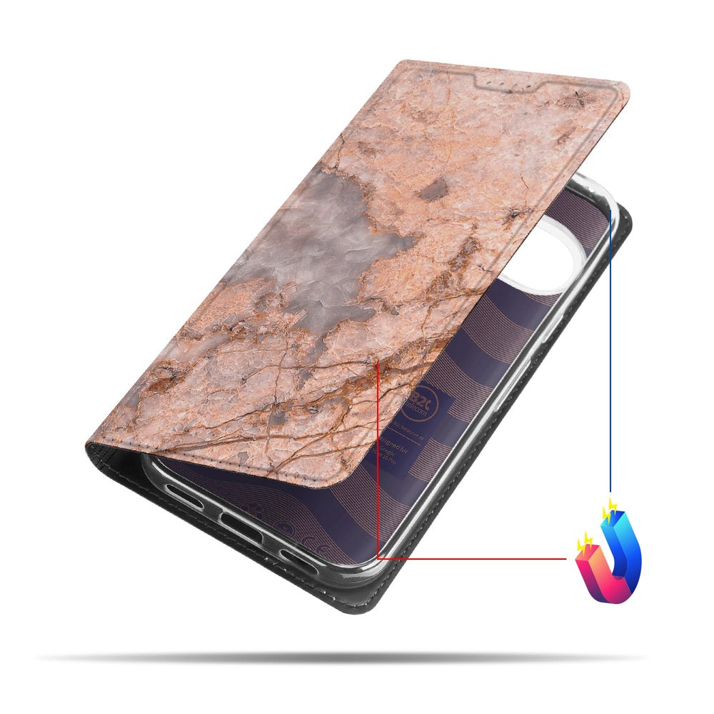 Google Pixel 10 | Pixel 10 Pro Book Cover Marmer Oranje voorkant zij aanzicht