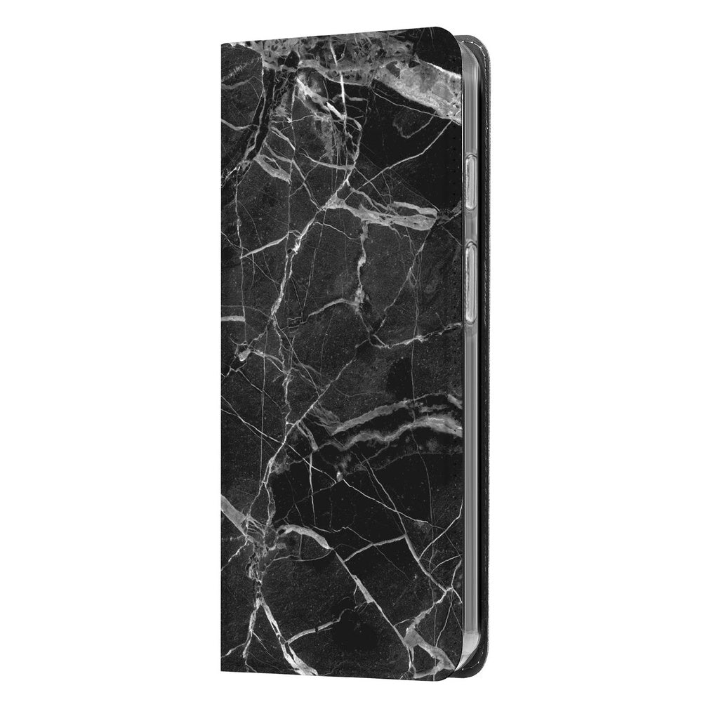 Bookcase Wallet Case Google Pixel 10 | Pixel 10 Pro Marmer Zwart ontwerp zijaanzicht zwart marmer