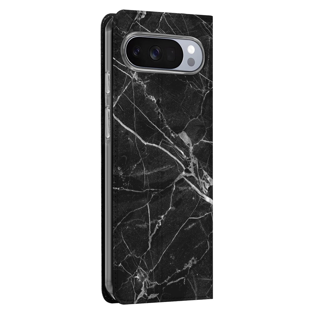 Bookcase Wallet Case Google Pixel 10 | Pixel 10 Pro Marmer Zwart design zwart marmer zijaanzicht