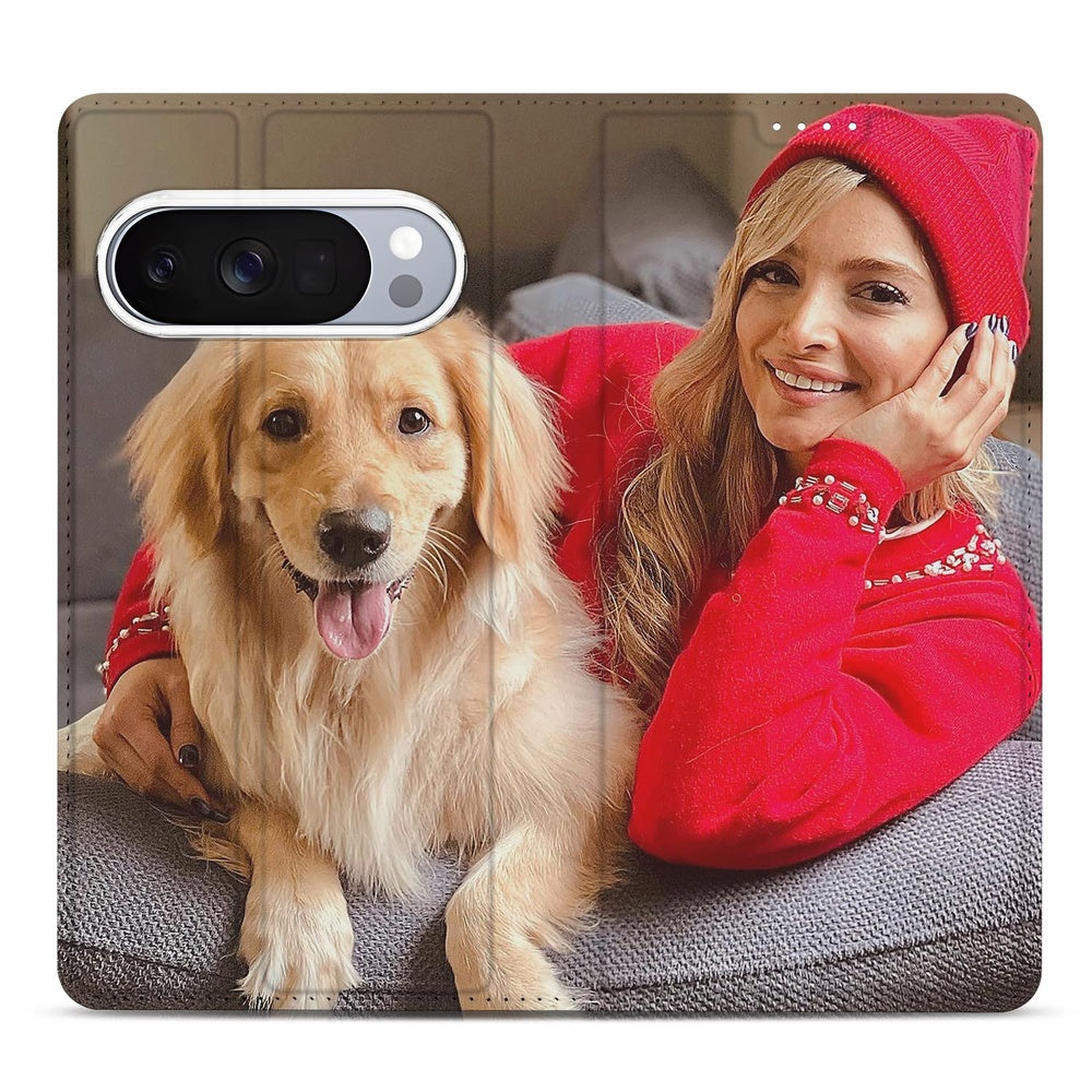 Google Pixel 10 / 10 Pro Slim Stand Case Hoesje Maken met Foto Compact Uniek hond vrouw