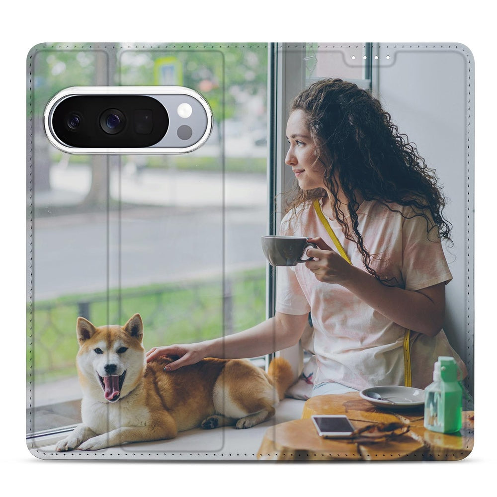 Google Pixel 10 / 10 Pro Slim Stand Case Hoesje Maken met Foto Compact Uniek aanzicht design met vrouw en hond