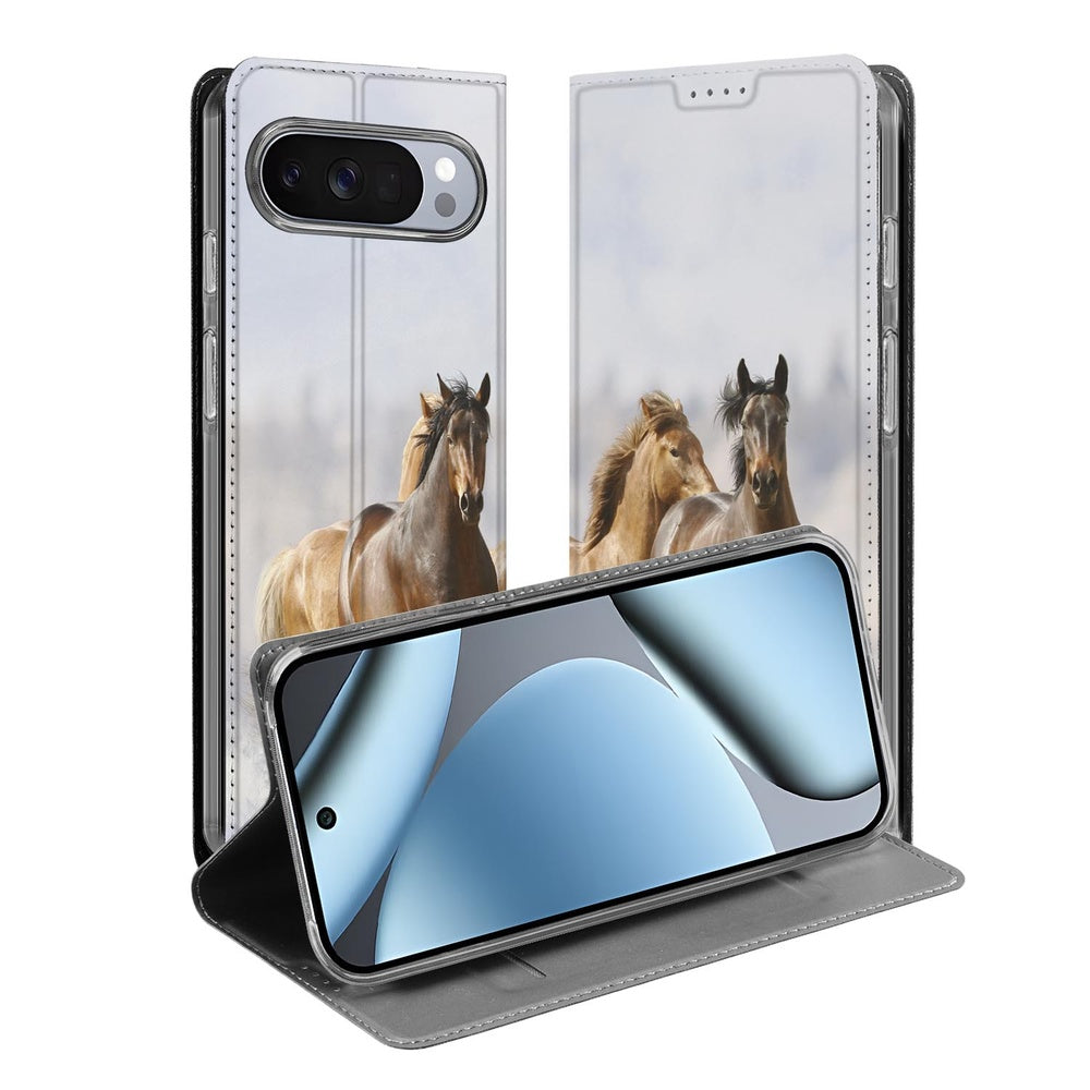 Google Pixel 10 Pro Book Wallet Case Paarden paardenprint voorzijde