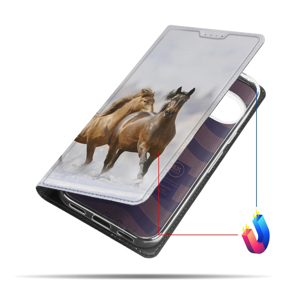 Book Wallet Case Google Pixel 10 Pro Paarden paarden motief voorkant schuin