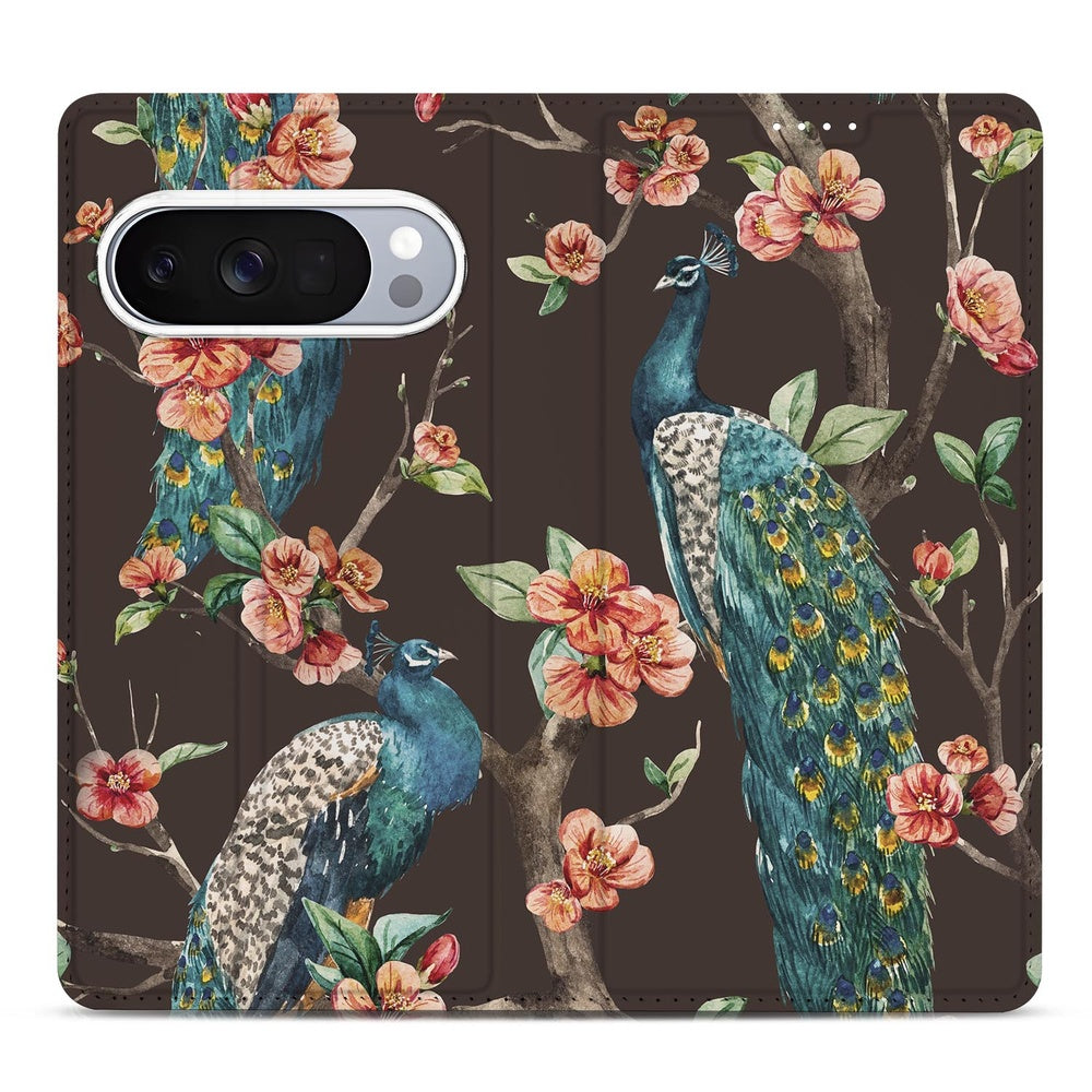 Google Pixel 10 | Pixel 10 Pro Book Cover Pauw met Bloemen  voorkant