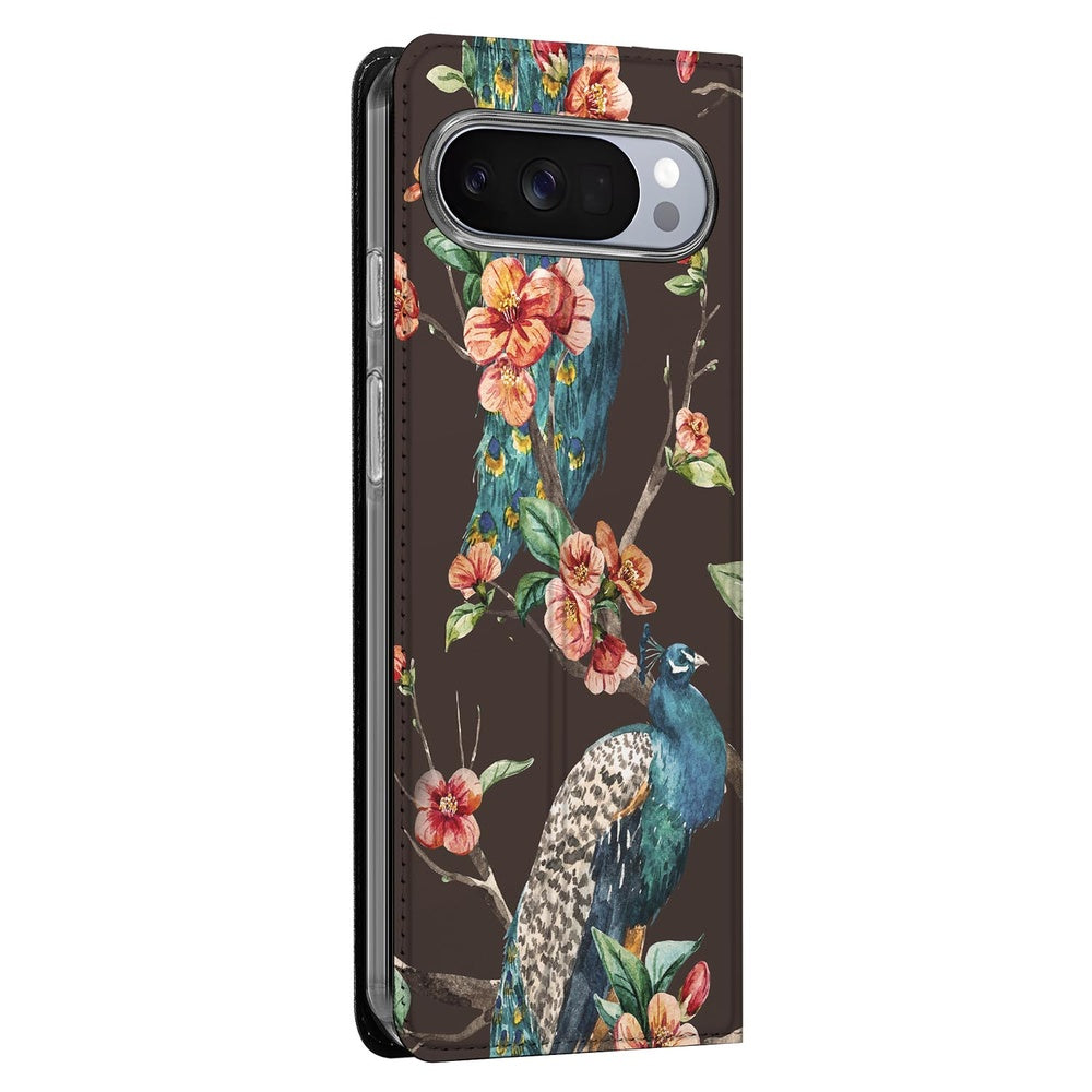 Google Pixel 10 Book Cover Google Pixel 10 | Pixel 10 Pro Pauw met Bloemen aanzicht