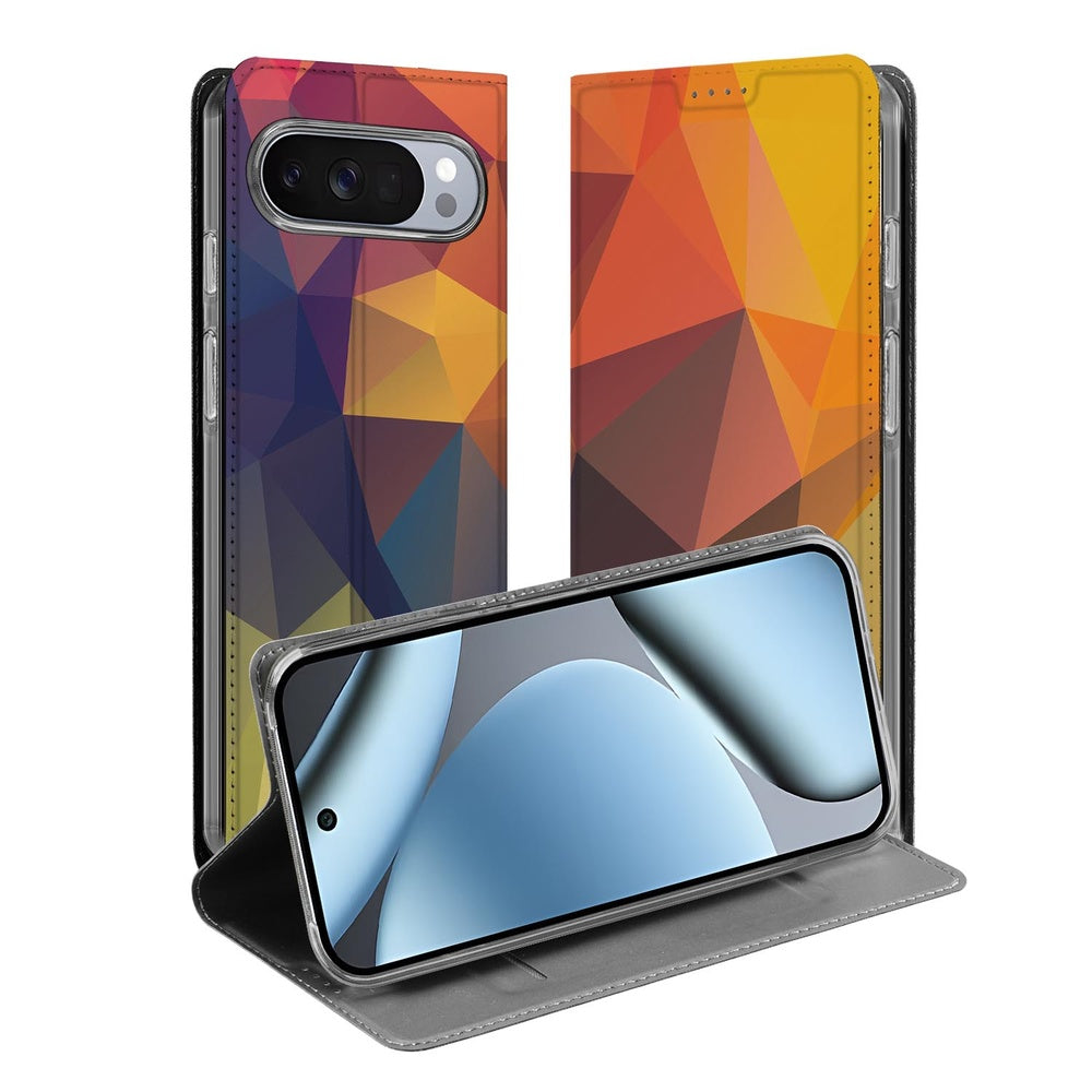 Book Wallet Case Google Pixel 10 Pro Polygon Color hoesje design polygon kleur voorkant achterkant
