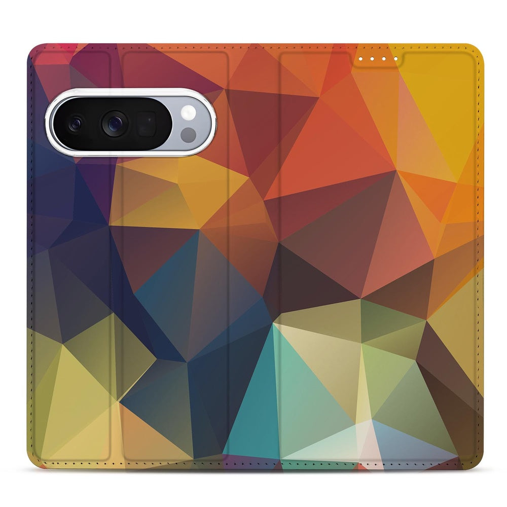 Google Pixel 10 Pro Book Wallet Case Polygon Color voorkant