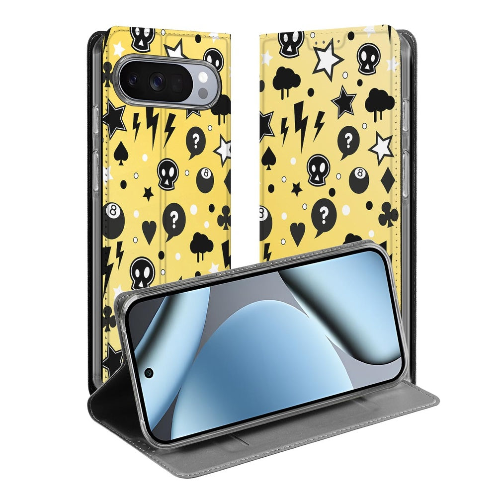 Google Pixel 10 Pro Book Case Punk Yellow voorkant aanzicht