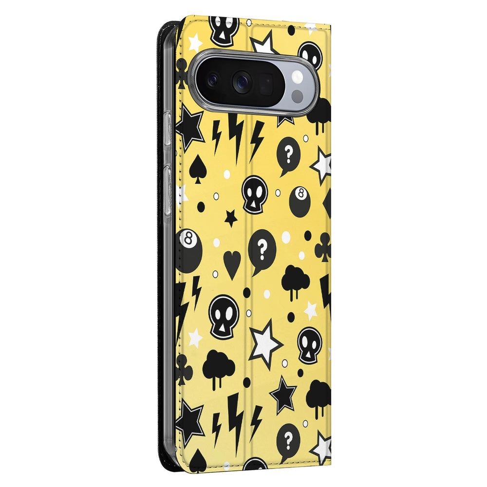 Book Case Google Pixel 10 Pro Punk Yellow design punk yellow aanzicht
