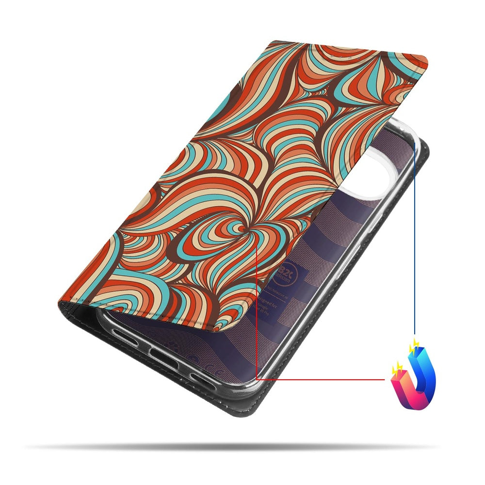 Google Pixel 10 | Pixel 10 Pro Retro Bookcase hoesje design swirl warm kleuren vooraanzicht