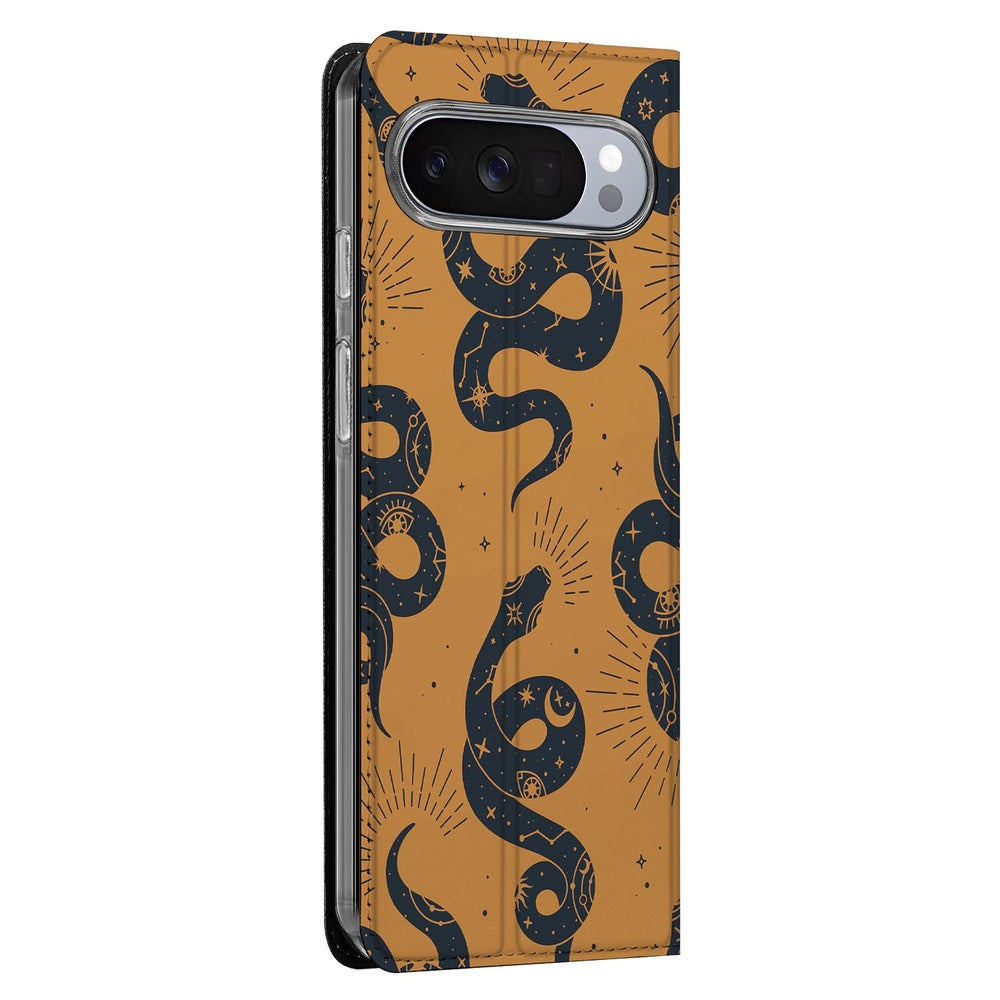 Telefoonhoesje Google Pixel 10 | Pixel 10 Pro Snakes ontwerp slangenmotief terracotta aanzicht