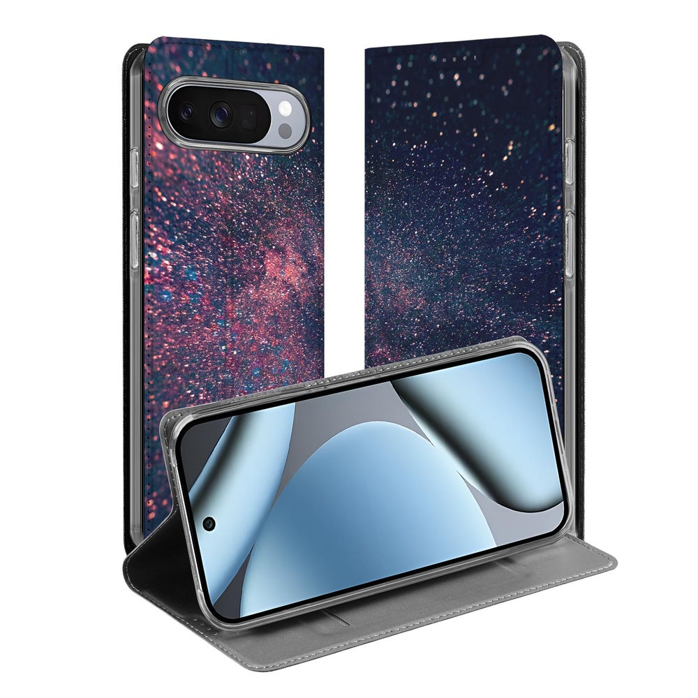 Google Pixel 10 Pro Book Wallet Case Stars cosmic design front back view