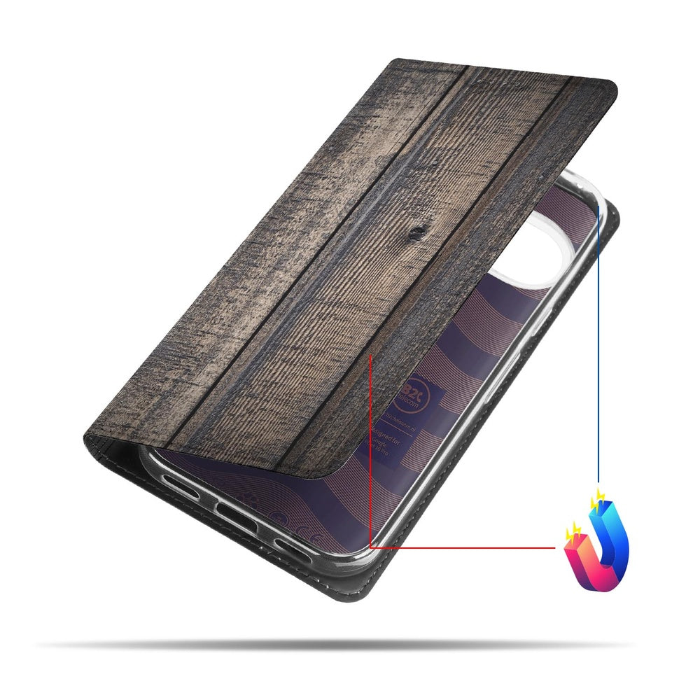 Book Case Google Pixel 10 | Pixel 10 Pro Steigerhout voorkant design houtlook