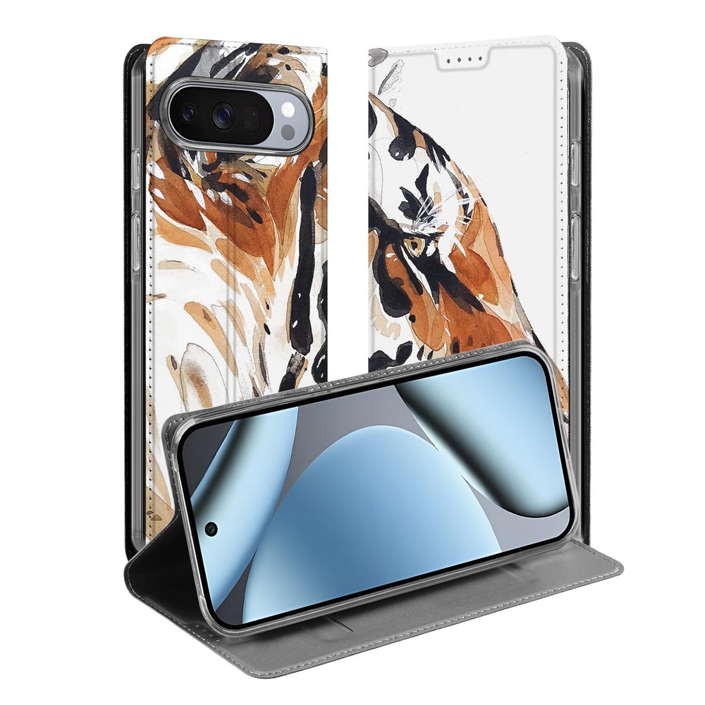 Google Pixel 10 Pixel 10 Pro Tiger Book Case watercolor design open view