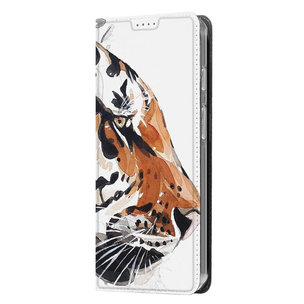 Google Pixel 10 | Pixel 10 Pro Tiger Book Case watercolor design zijaanzicht