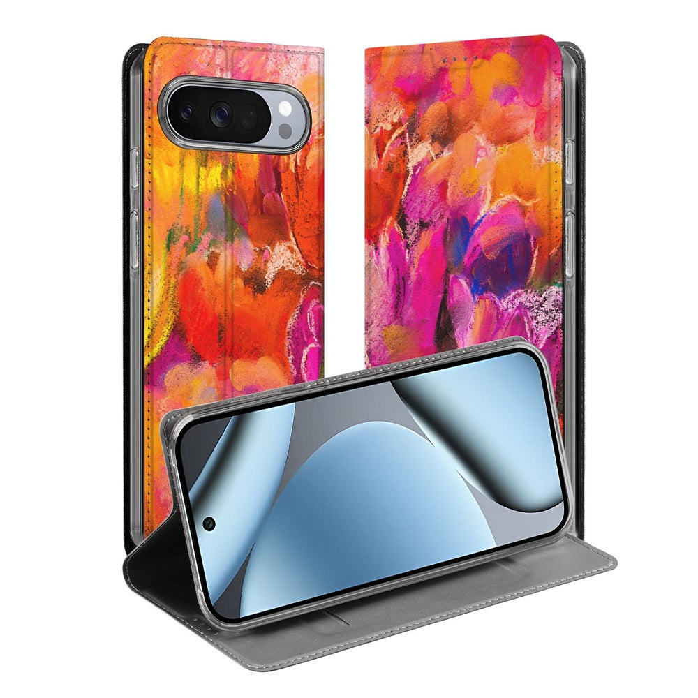 Telefoonhoesje Google Pixel 10 | Pixel 10 Pro Tulips design kleurrijke bloemen voorkant achterkant
