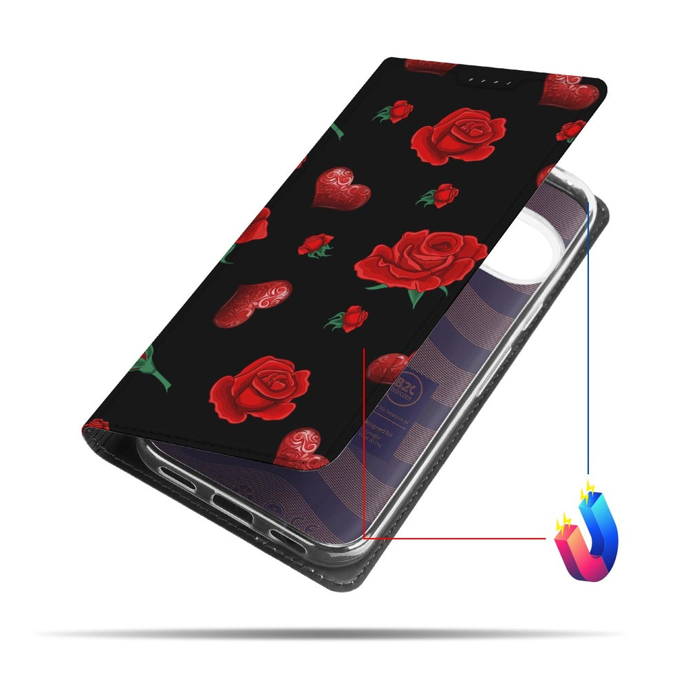 Book Case Google Pixel 10 | Pixel 10 Pro Valentine rozen harten zwart