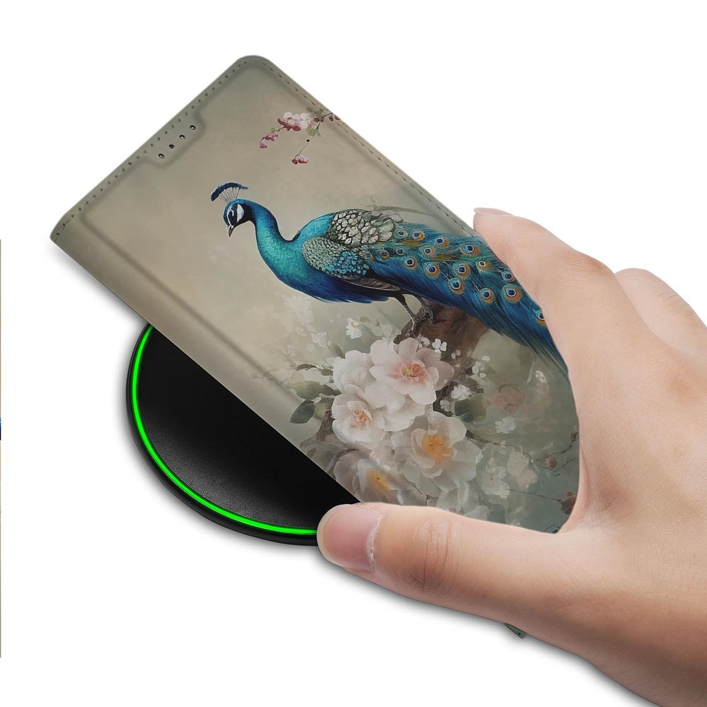Google Pixel 10 | Pixel 10 Pro Book Cover Vintage Pauwen boekhoes pauw bloemen hand