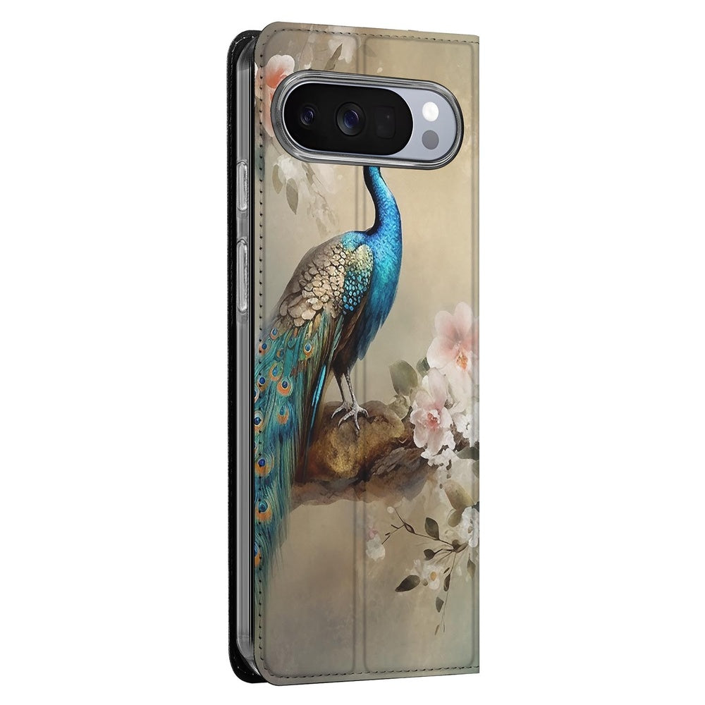 Google Pixel 10 | Pixel 10 Pro Book Cover Vintage Pauwen pauwen telefoonhoes vintage design achterzijde