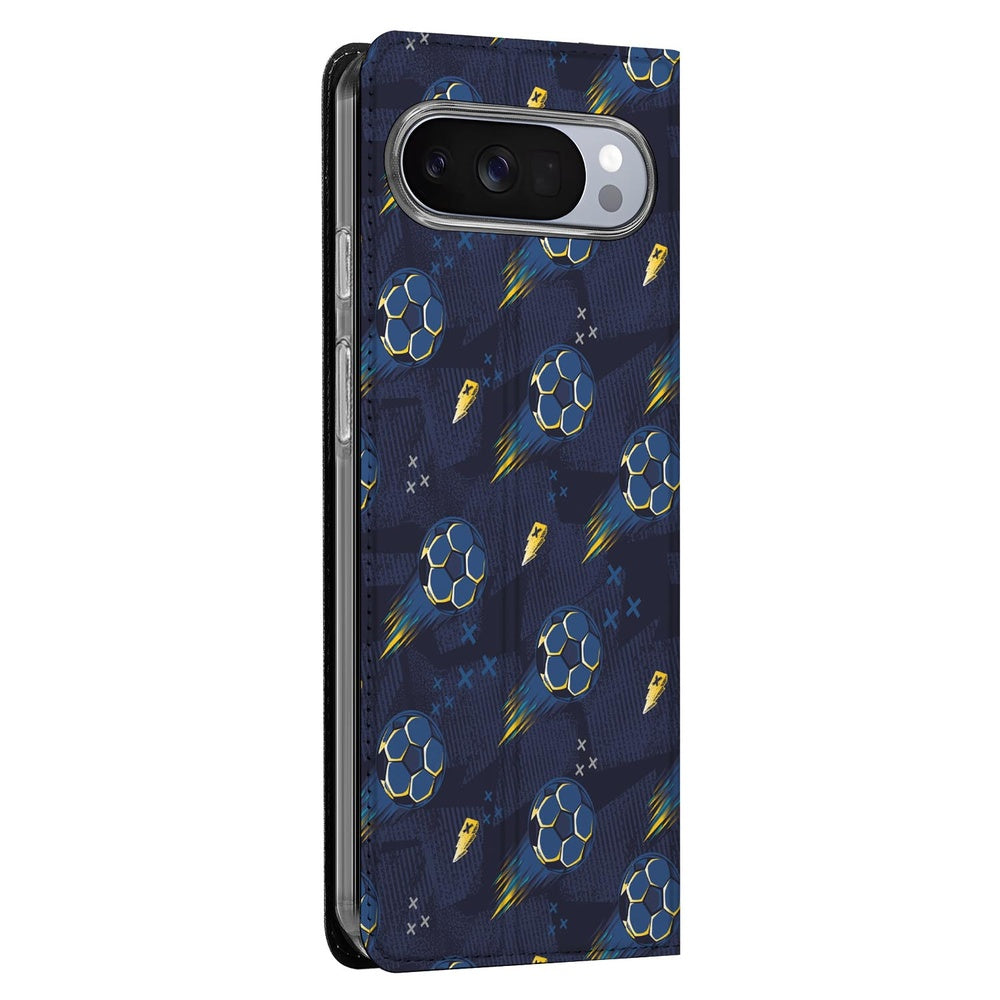 Google Pixel 10 Pro Telefoonhoesje Voetbal design voetbal blauw zijaanzicht