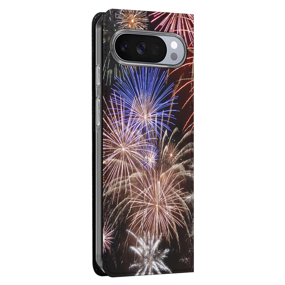 Google Pixel 10 | Pixel 10 Pro Flip Style Cover Vuurwerk design vuurwerk aanzicht