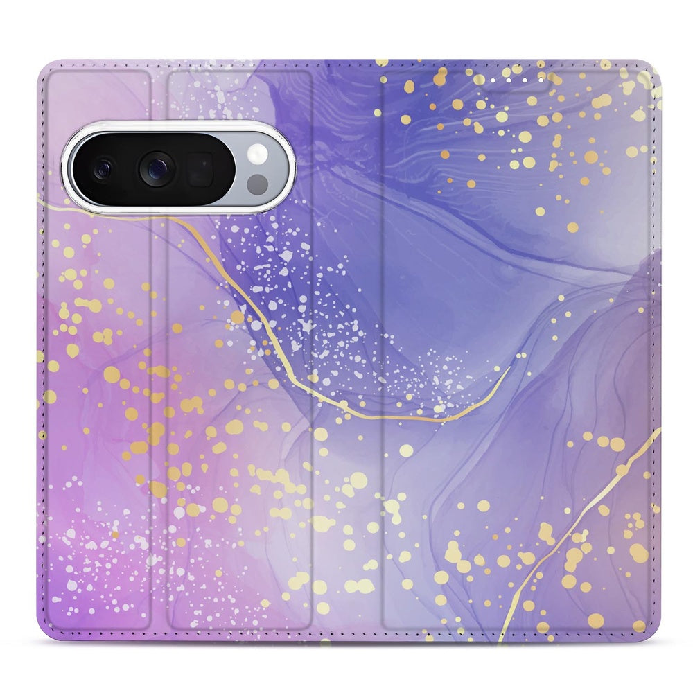 Google Pixel 10 | Pixel 10 Pro Book Cover Watercolor Paars paars watercolor design met gouden vlekken
