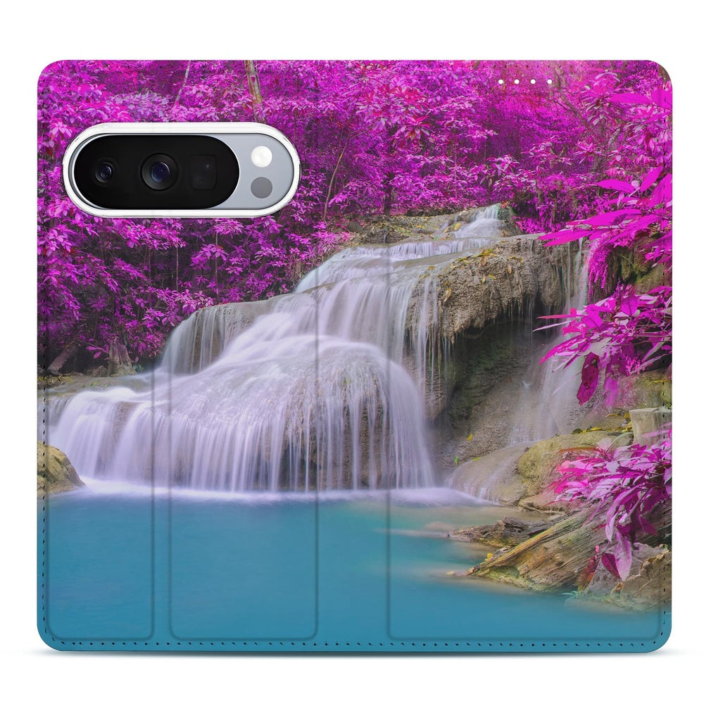 Google Pixel 10 Pro Bookcase Waterval waterval design paars achterkant telefoon