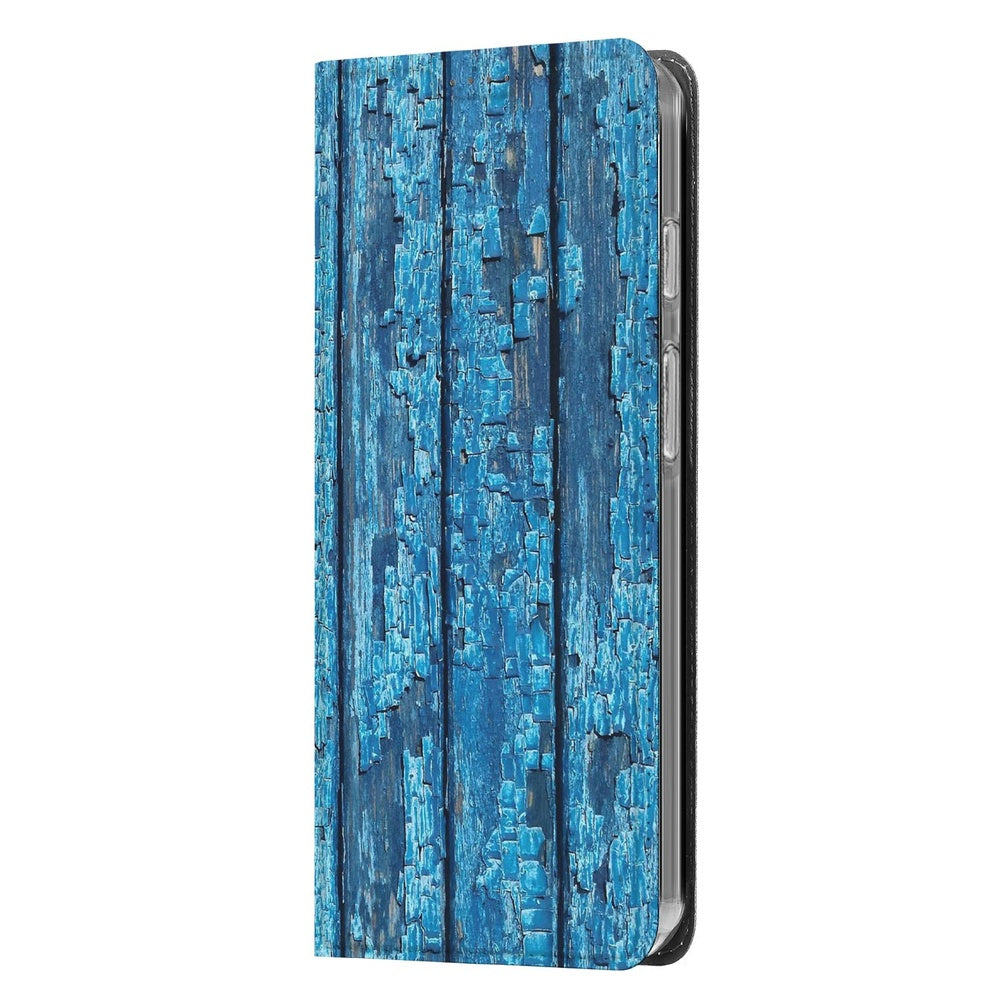 Google Pixel 10 Pro Book Wallet Case Wood Blue boek hoes blauw hout zijkant