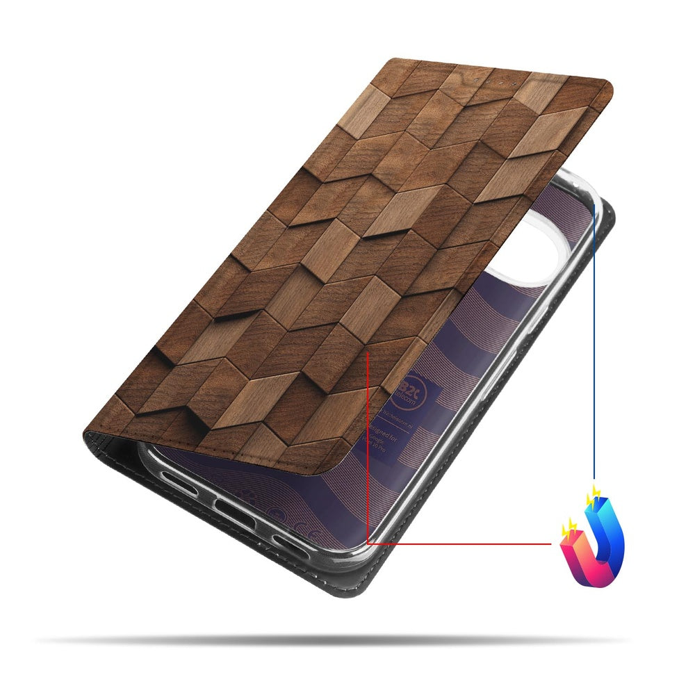 Google Pixel 10 Pro Standcase Hoesje Wooden Cubes design voorzijde