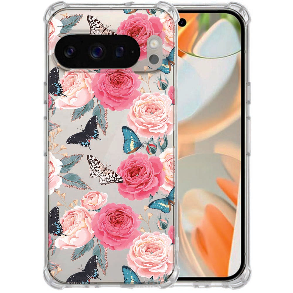 TPU Siliconen Hoesje Google Pixel 10 | Pixel 10 Pro Butterfly Roses Antishock