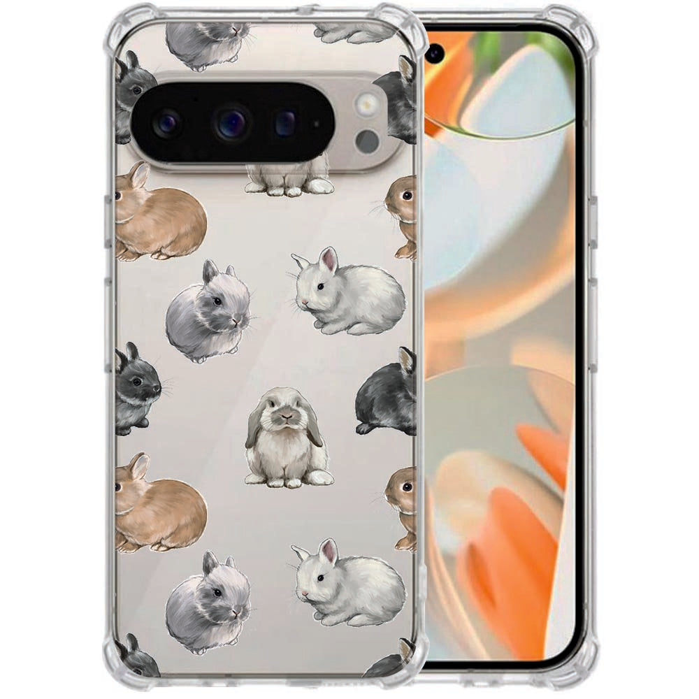 Google Pixel 10 TPU Hoesje Flexibel Konijntjes Schokbestendig Transparante Randen