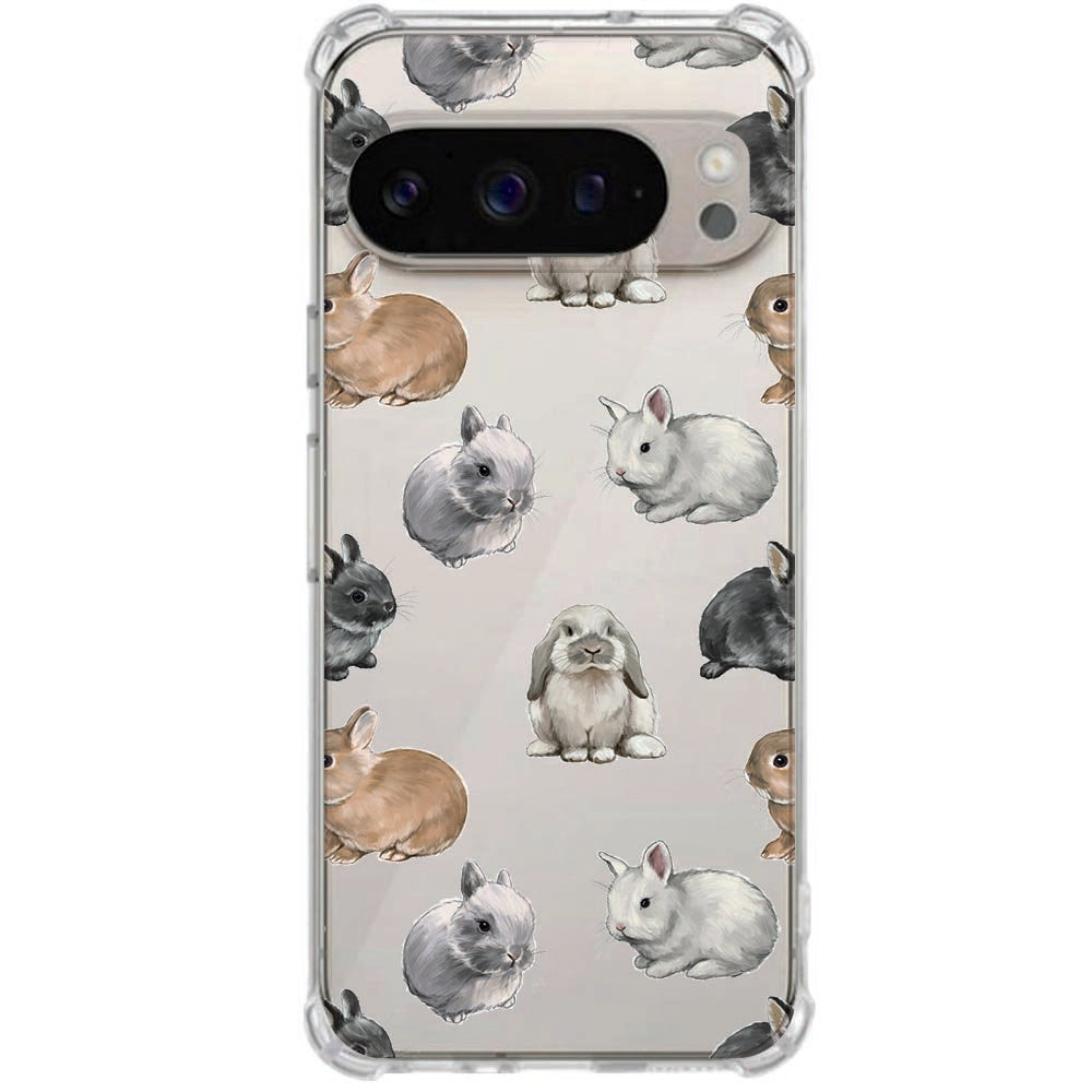 Google Pixel 10 TPU Hoesje Flexibel Konijntjes Schokbestendig Transparante Randen