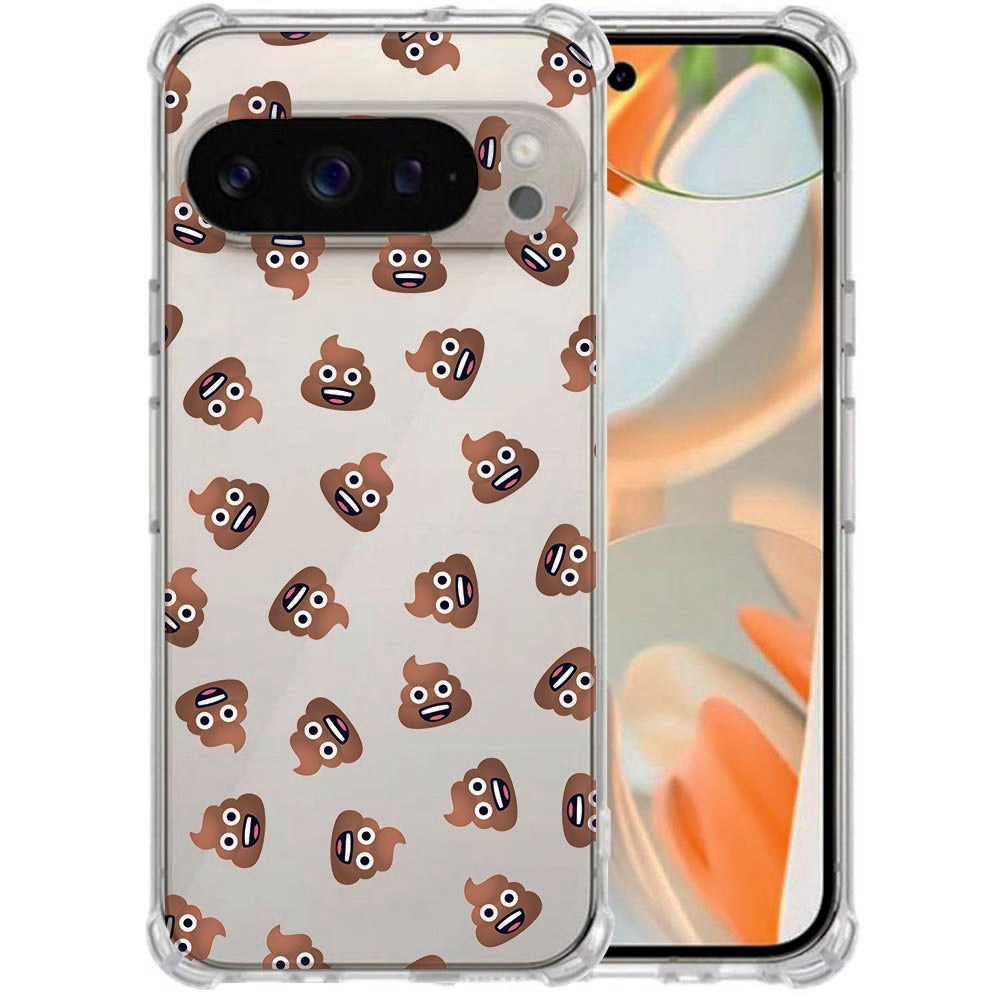 TPU Hoesje Google Pixel 10 Pixel 10 Pro met Poep Emojis Transparant Schokbestendig