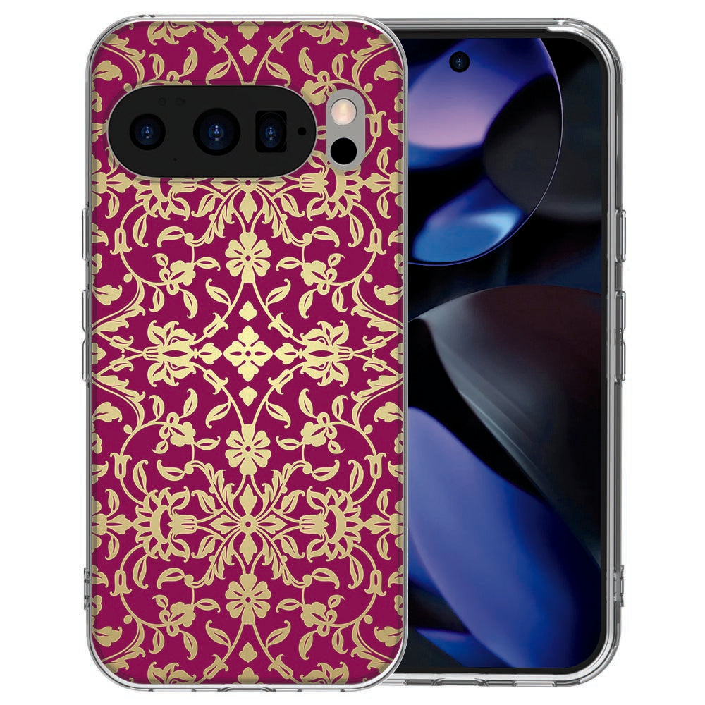 Google Pixel 10 TPU hoesje met Barok Pink design in zachtroze met goud