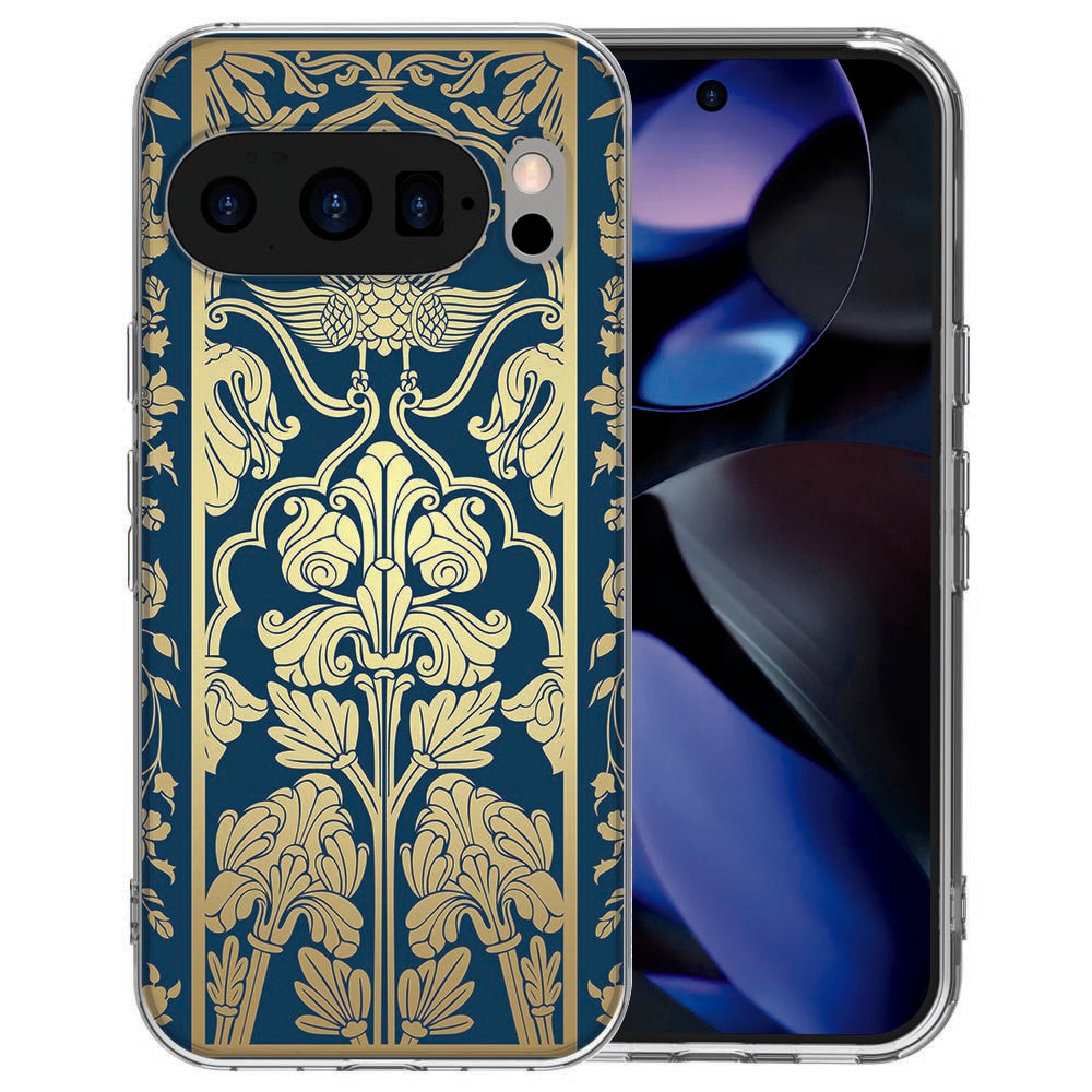 Google Pixel 10 TPU hoesje met Beige Flowers design in beige en zachte groentinten